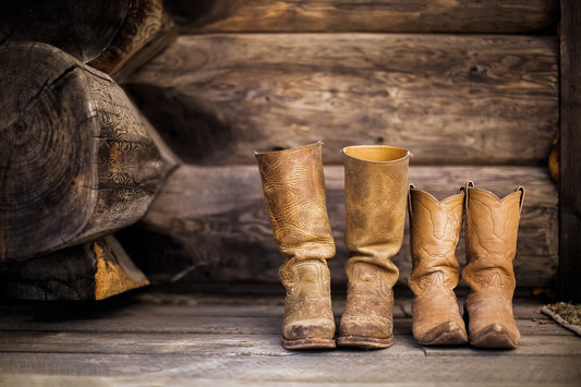 Dirty cowboy boots ready for cleaning