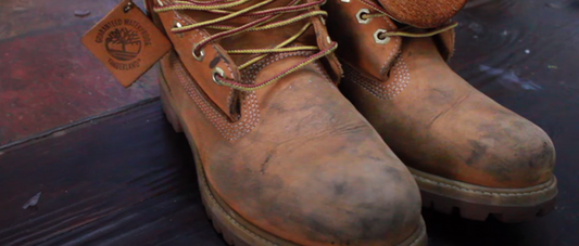 Suede boots in need of a clean