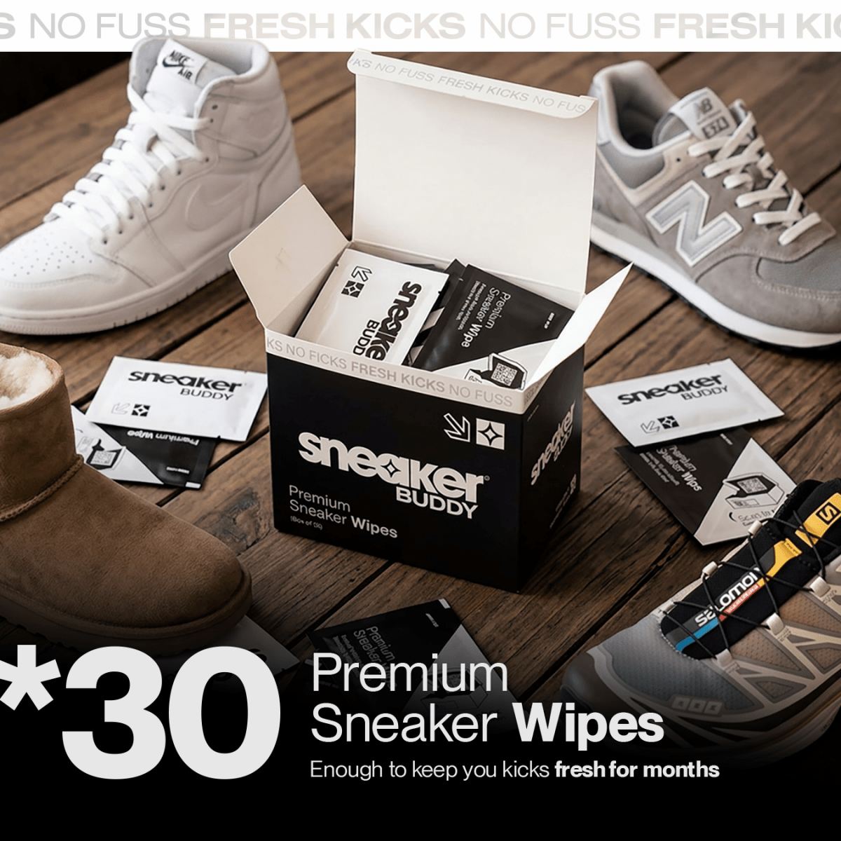 Premium Sneaker Wipes (30 Pack) - BuddyBrands