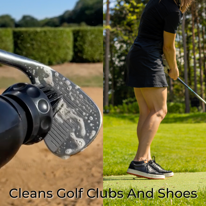 Boot Buddy shoe cleaner cleaning golf clubs and shoes